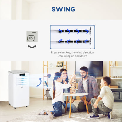 7000 BTU Mobile Air Conditioner Portable AC Unit for Cooling Dehumidifying Ventilating with Remote Controller, LED Display, Timer, White