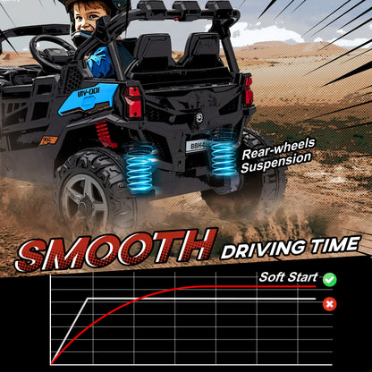 24V Electric Ride on Car, 2-Seater Kids Electric Truck, Blue