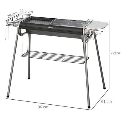 Charcoal BBQ Grill with Griddle Plate, Black