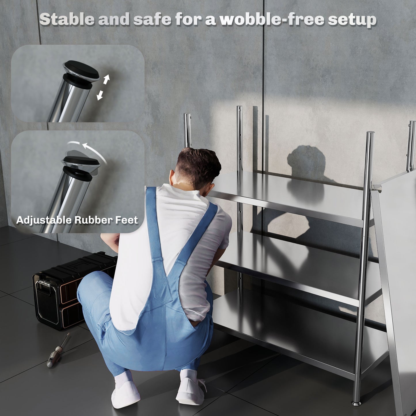 4-Tier Stainless Steel Bakers Rack, Microwave Stand for Small Spaces