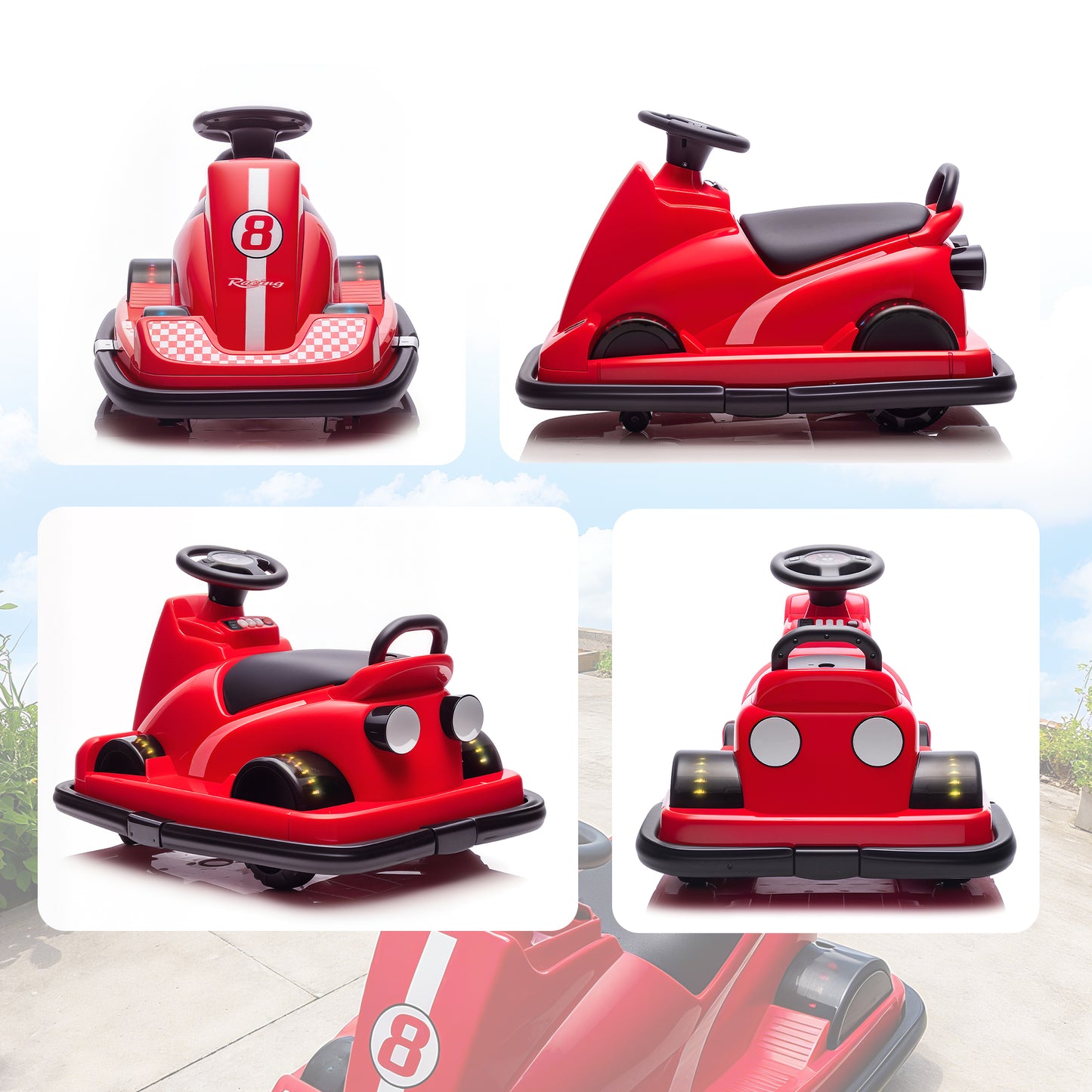 Electric Kids Bumper Car with 360 Degree Rotation Spin, Red