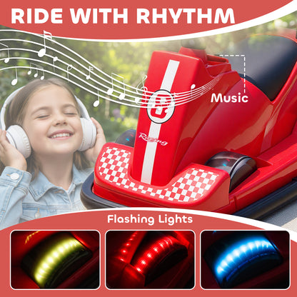 Electric Kids Bumper Car with 360 Degree Rotation Spin, Red