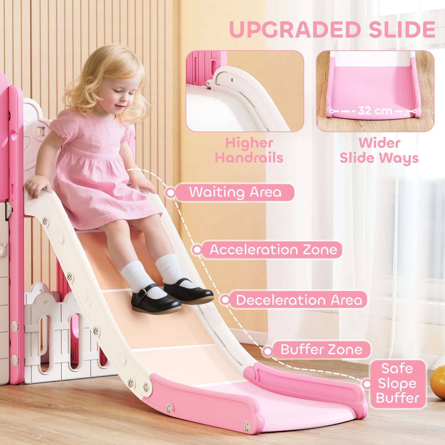 7 in 1 Toddler Slide Set, Frog Theme Playset with Basketball Hoop