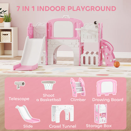 7 in 1 Toddler Slide Set, Frog Theme Playset with Basketball Hoop