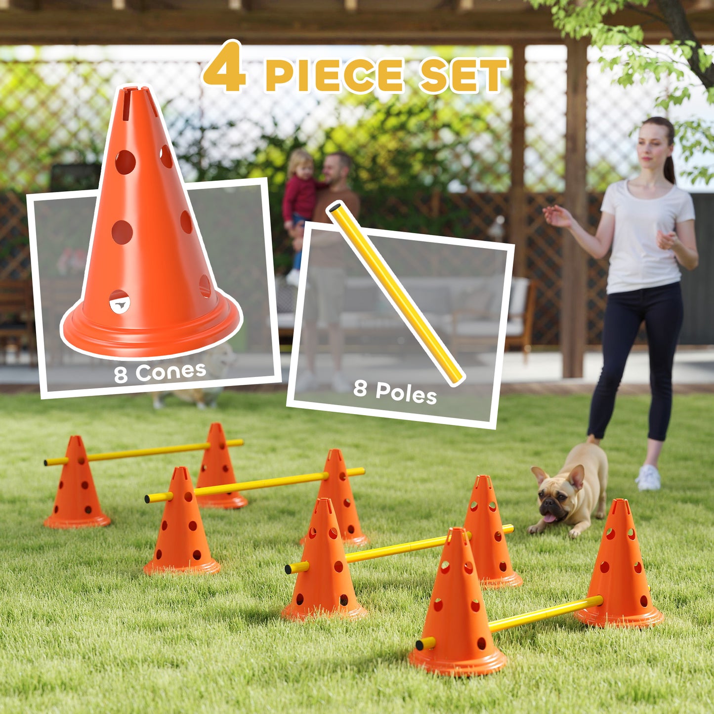 Dog Agility Equipment Set, Four-Piece Adjustable Height Jumping