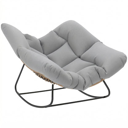 Indoor Outdoor Rocking Chair with Cushion, Light Grey