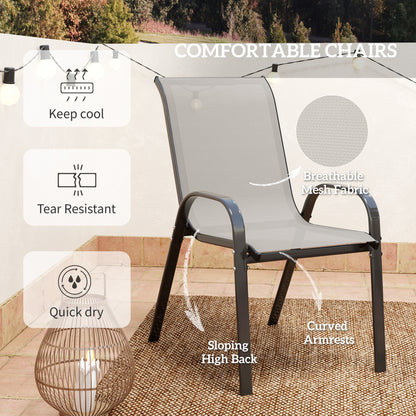 Garden Bistro Set, Small Garden Set w/ Stackable Chairs, Light Grey