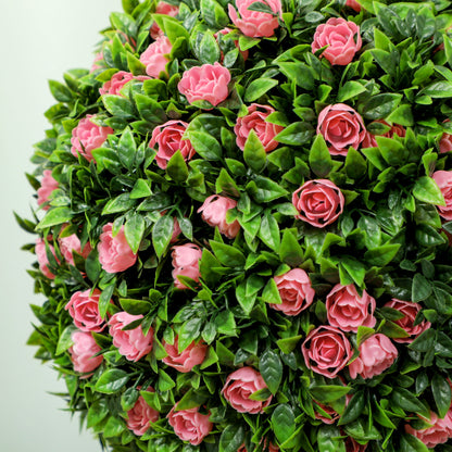 Set of 2 Artificial Plants with Rose Flower in Pot, 60cm, Pink