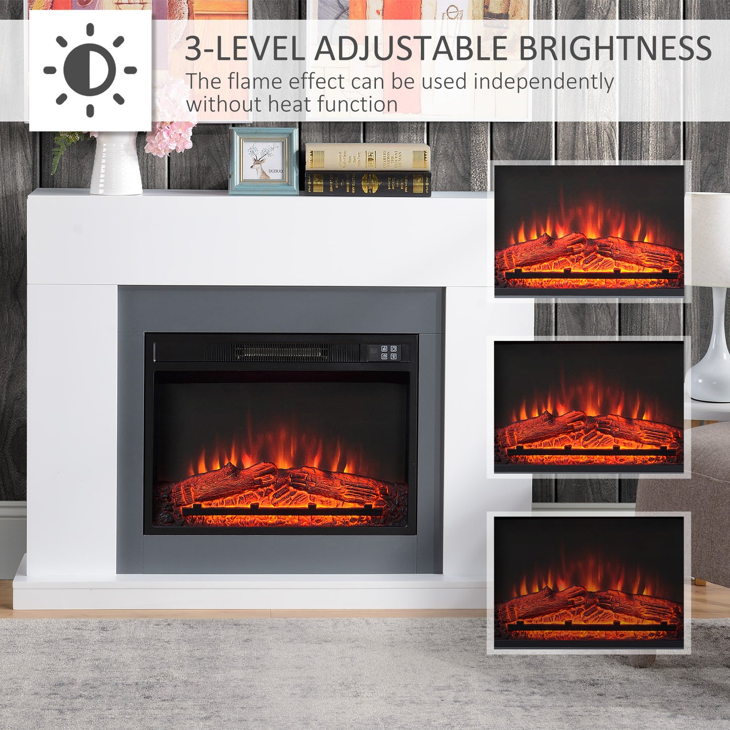Electric Fireplace Suite w/ Remote Control Overheat Protection, 2000W