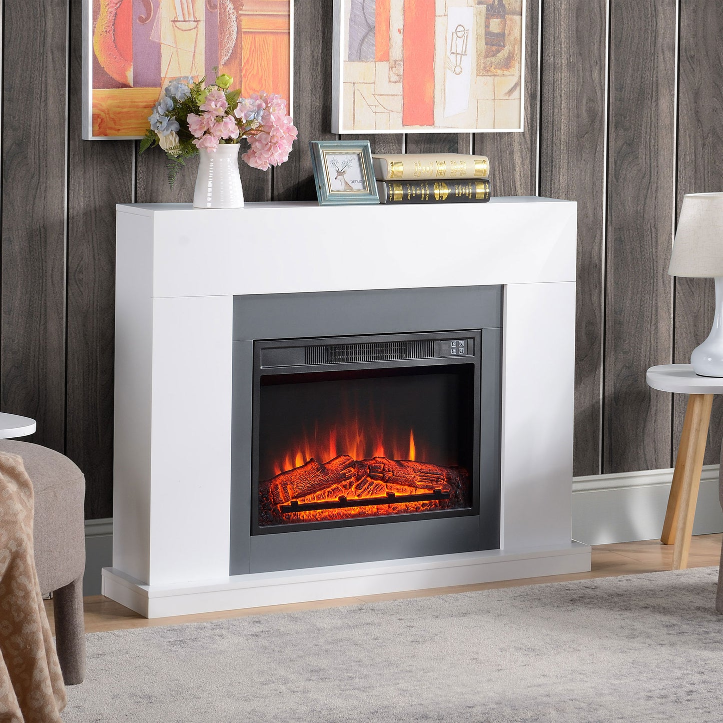 Electric Fireplace Suite w/ Remote Control Overheat Protection, 2000W