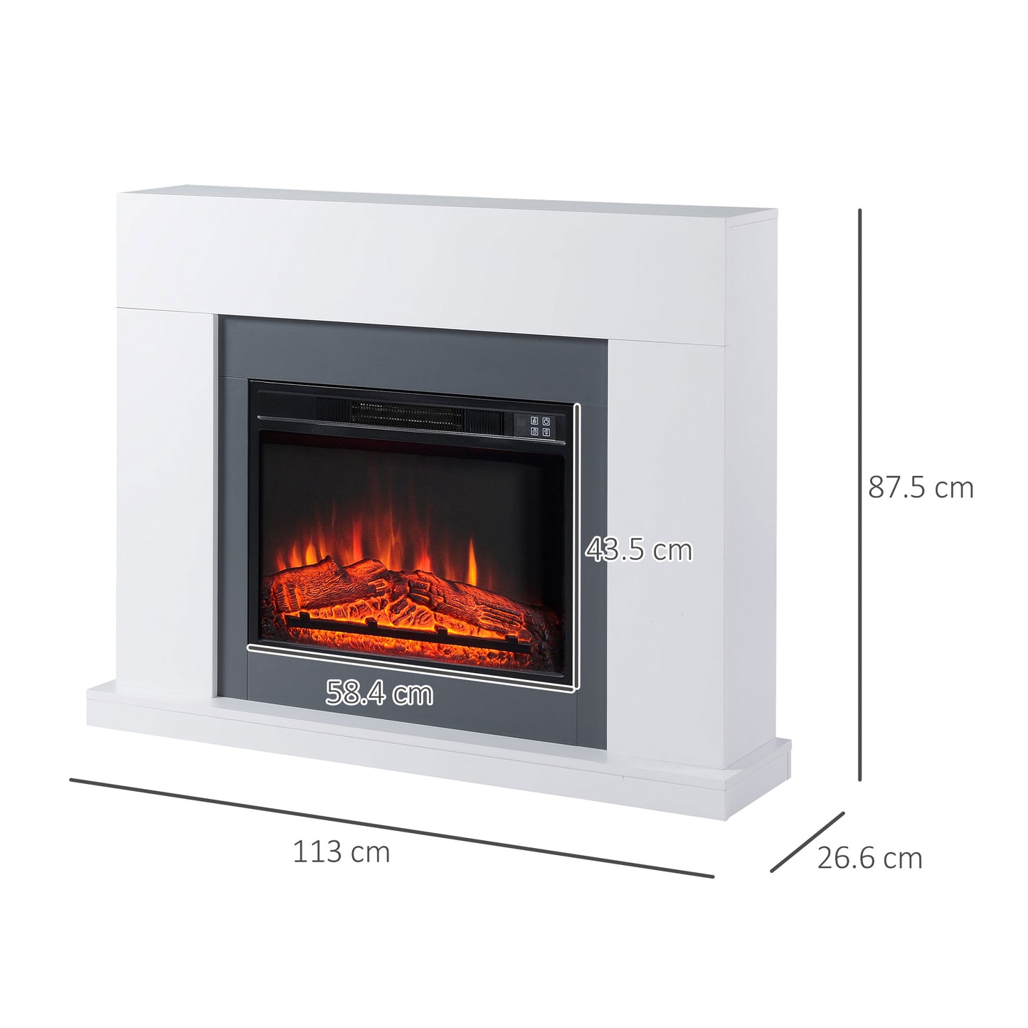Electric Fireplace Suite w/ Remote Control Overheat Protection, 2000W