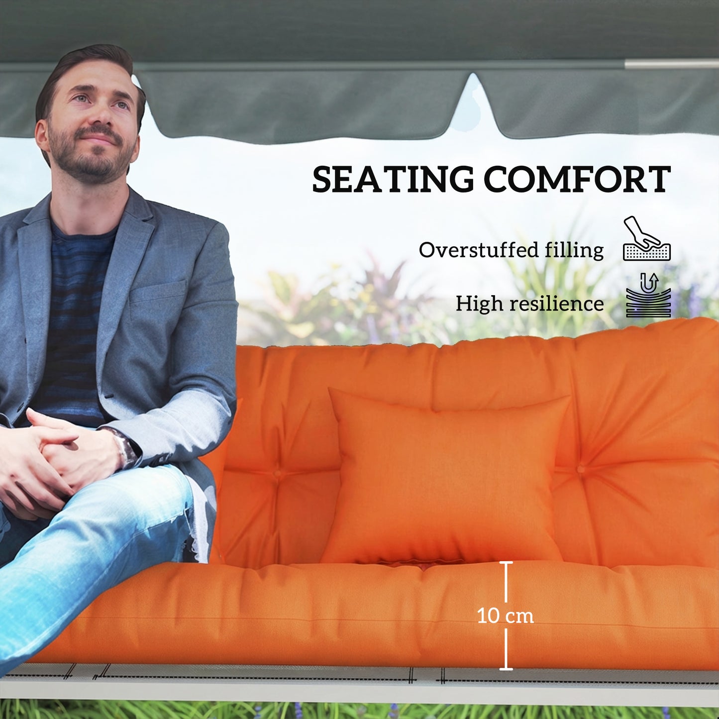 Outdoor Seat Cushions Back Cushion with 2 Pillows, Seat Pads
