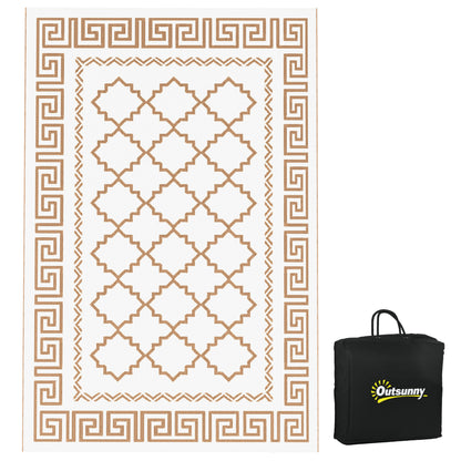 Reversible Waterproof Outdoor Rug W/ Carry Bag, 182 x 274cm, Brown