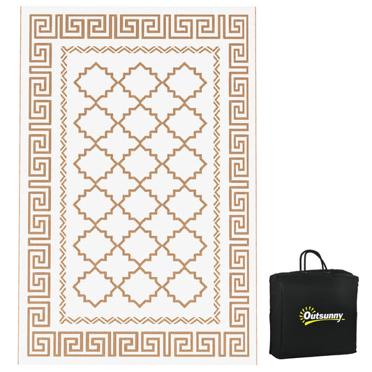 Reversible Waterproof Outdoor Rug W/ Carry Bag, 182 x 274cm, Brown