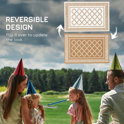 Reversible Waterproof Outdoor Rug W/ Carry Bag, 182 x 274cm, Brown