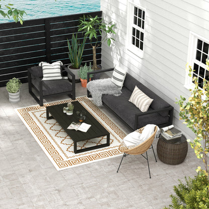 Reversible Waterproof Outdoor Rug W/ Carry Bag, 182 x 274cm, Brown