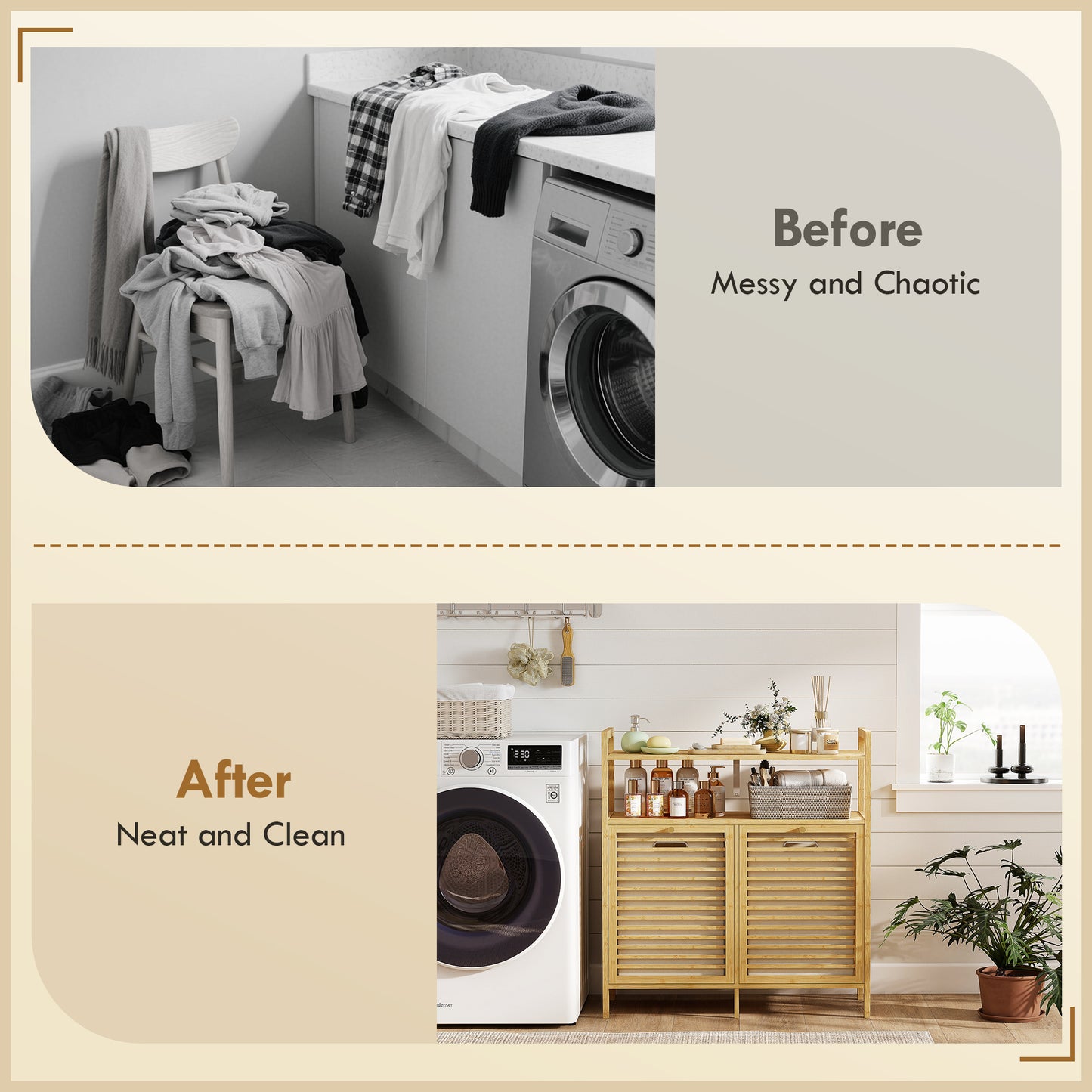 Double Tilt Out Laundry Cabinet Bamboo Laundry Hamper Cabinet