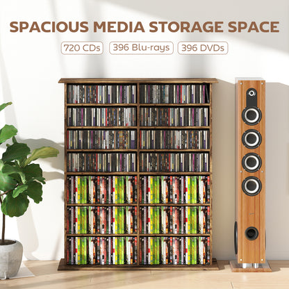 CD Storage Unit DVD Tower Blu-ray Storage Shelf for Office, Brown