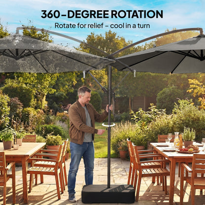 3 m Garden Cantilever Parasol with Sandbag, 360 Degree Rotation