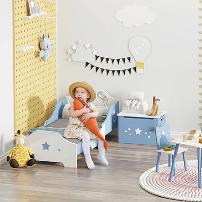Kids Star Balloon Single Bed Frame w/ Guardrails Slats Bedroom Furniture
