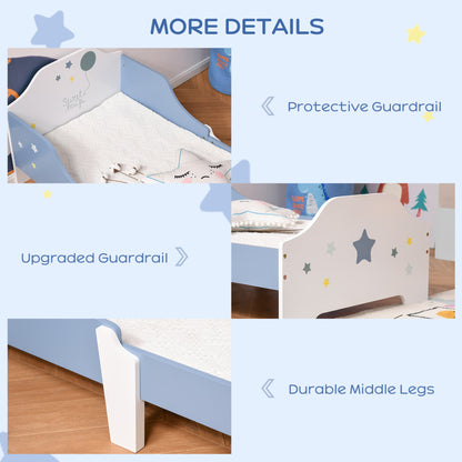 Kids Star Balloon Single Bed Frame w/ Guardrails Slats Bedroom Furniture