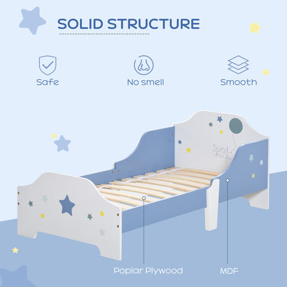 Kids Star Balloon Single Bed Frame w/ Guardrails Slats Bedroom Furniture