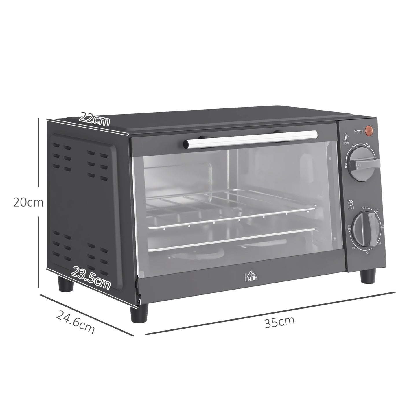 Mini Oven 9L Countertop Toaster Oven with Timer Control 750W Grey