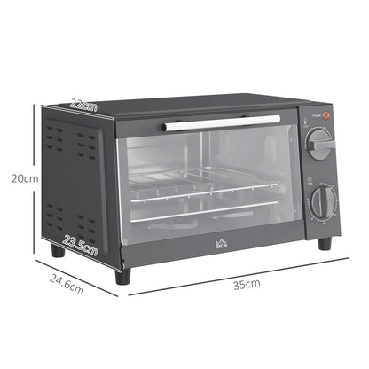 Mini Oven 9L Countertop Toaster Oven with Timer Control 750W Grey