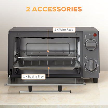Mini Oven 9L Countertop Toaster Oven with Timer Control 750W Grey