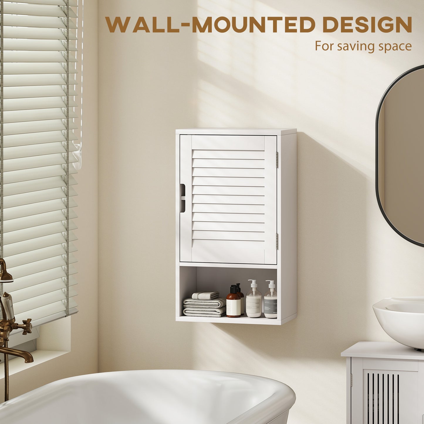 Bathroom Cabinet, Wall Mounted Cabinet with Adjustable Shelves, White