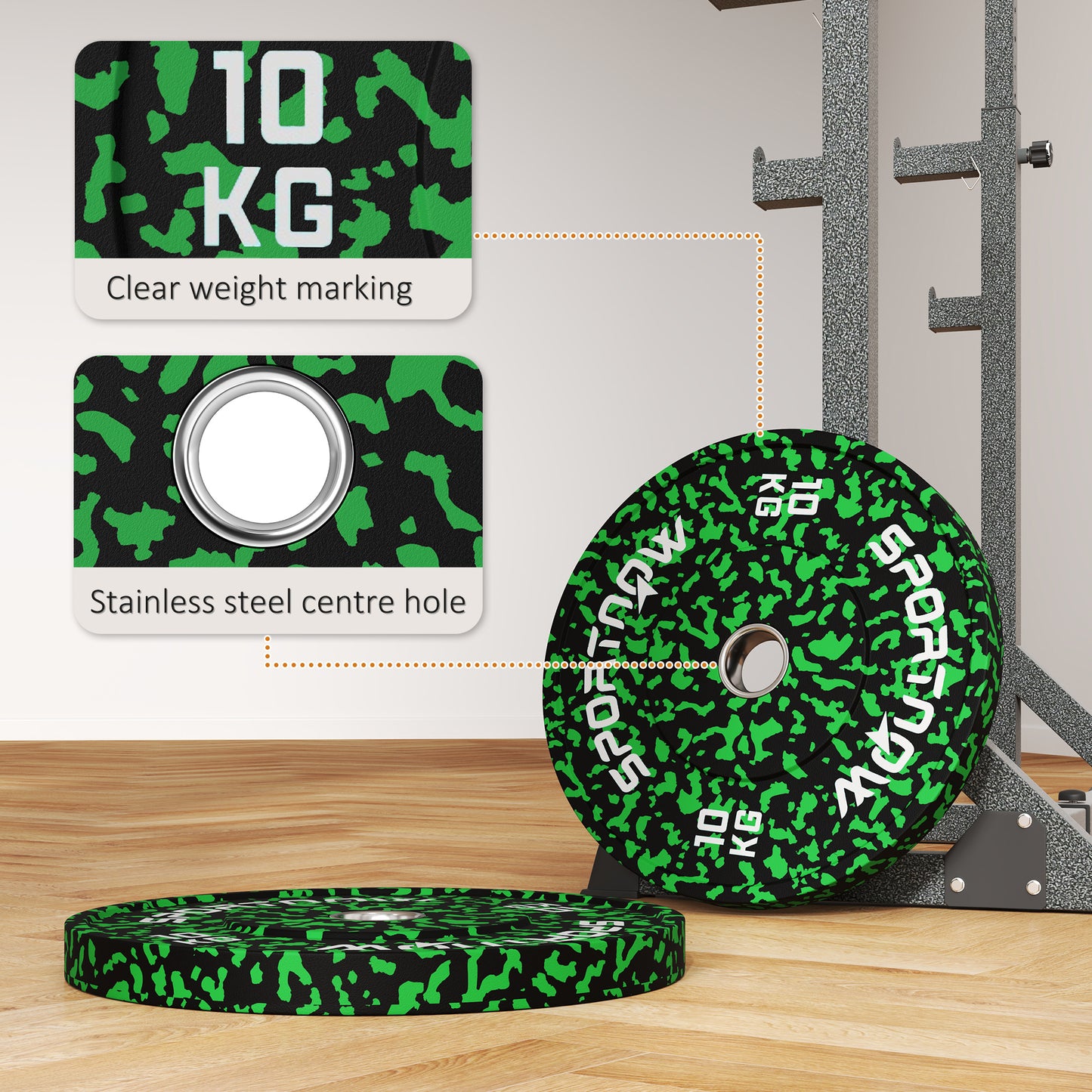 Olympic Weight Plates with 5cm Holes, for Weight Lifting, 2 x 10kg