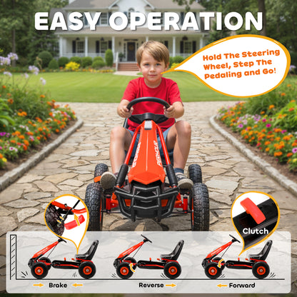 Kids Pedal Go Kart with Adjustable Seat, EVA Tyres, Red