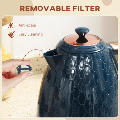 3000W Electric Kettle, Fast Boil, 1.7L, Auto Shut-off, Dark Blue