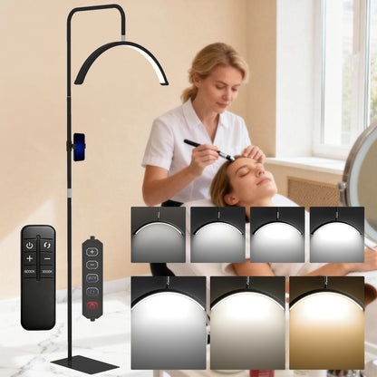 Half Moon Lash Light, Beauty Floor Lamp with Rotatable Head
