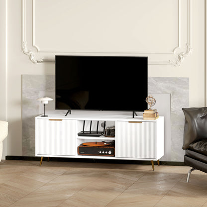 Modern TV Stand Cabinet with Storage for Living Room, White