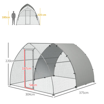 Walk-In Chicken Run w/ Cover, for 8-12 Chickens, 3 x 3.8 x 2.2m
