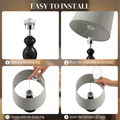 Table Lamps Set of 2, Modern Bedside Lamps with USB Ports, Black