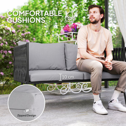 4 Piece Garden Furniture Set with Cushions for Patio, Light Grey