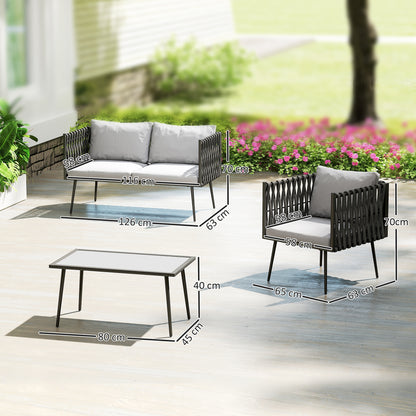 4 Piece Garden Furniture Set with Cushions for Patio, Light Grey