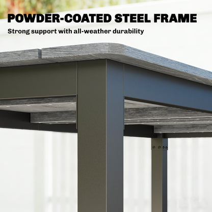 180 x 86 cm Garden Dining Table for 6-8 Person, Grey