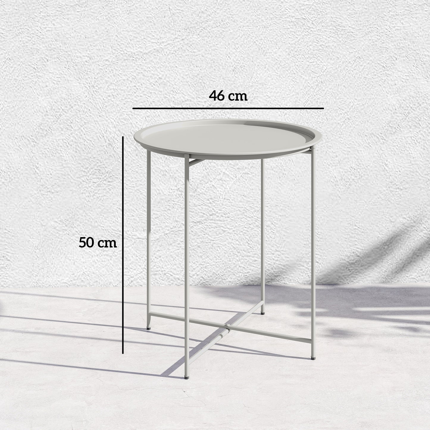 46cm Round Garden Table Side Table with Removable Tray, White