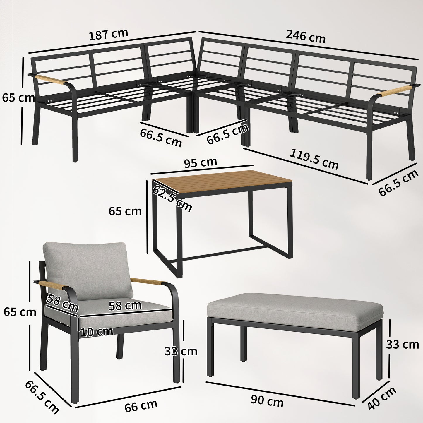 7 Seater Garden Furniture Set, Outdoor Furniture Conversation Sets