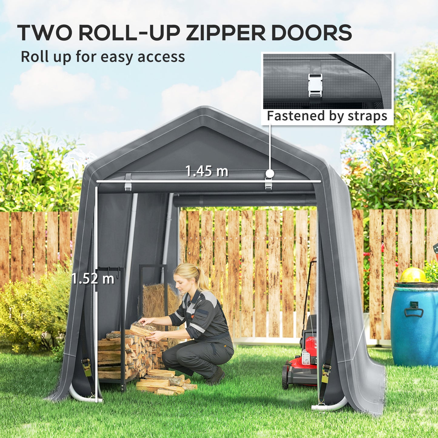 Outdoor Garden Storage Shed Waterproof Bike Tent  w/ Zipper Doors