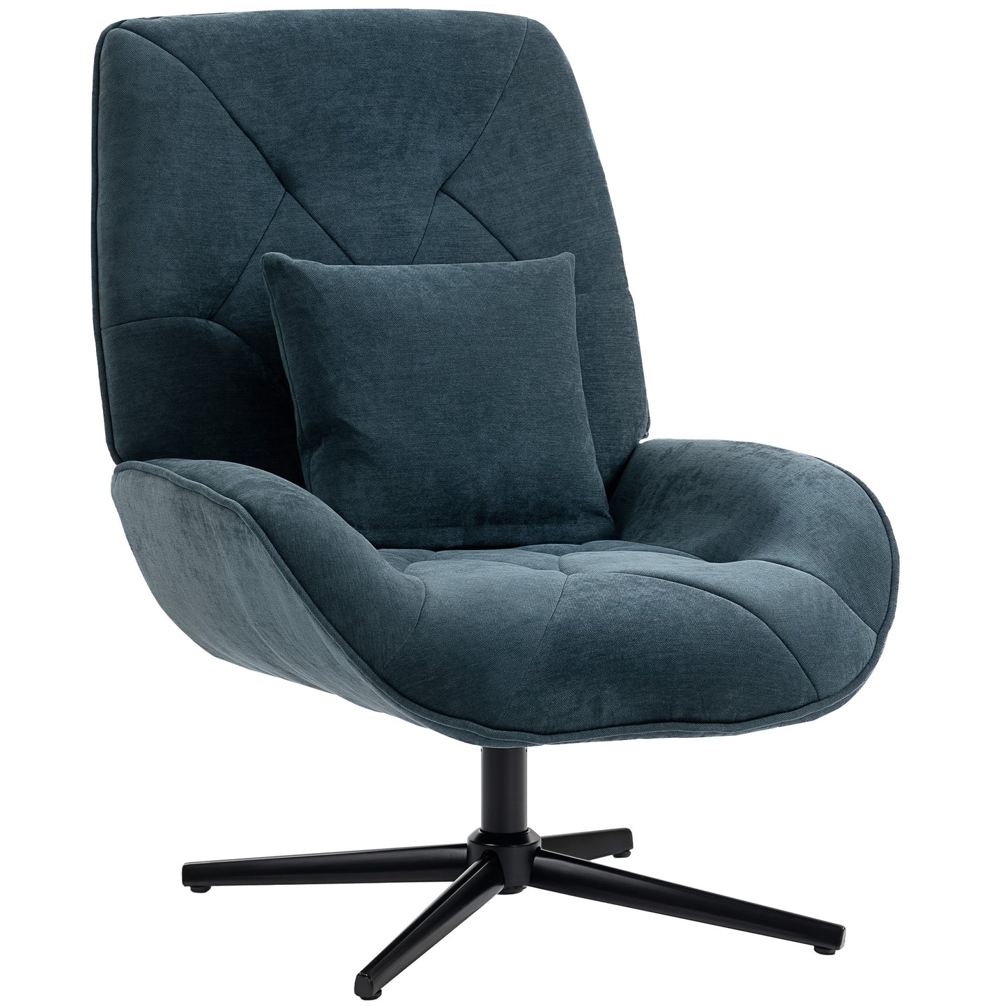 Swivel Accent Chair, Chenille Armchair with Lumbar Pillow, Dark Green