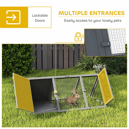 Rabbit Hutch, Wooden Guinea Pig Hutch with Run and Doors