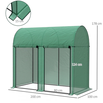 200 x 100 x 178cm Small Tomato Greenhouse with Roll-up Zipped Doors