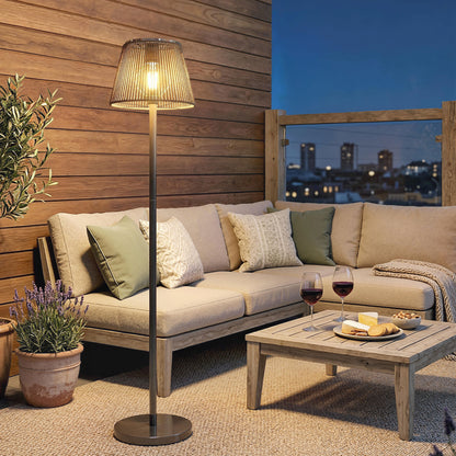 Outdoor Solar Floor Lamp, Rechargeable Floor Lamp, Black