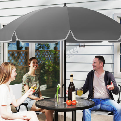 6 Pieces Garden Furniture Set with Parasol, Folding Chairs, Cream
