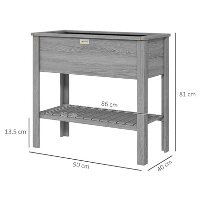 Wooden Raised Garden Bed, Elevated Planter Box with Storage Shelf