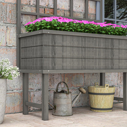 Wooden Raised Planter with Trellis for Vine Climbing Plants, Elevated Garden Bed with Drainage Holes and Bed Liner